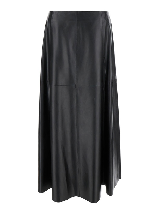 Photo: ARMA Black Relaxed Skirt With Zip Closure In Leather Woman