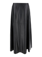 ARMA Black Relaxed Skirt With Zip Closure In Leather Woman