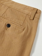 Noah - Straight-Leg Pleated Herringbone Cotton Trousers - Neutrals