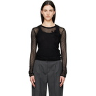 GANNI Black Mercerized Cotton Mesh Pointelle Longsleeve T-shirt