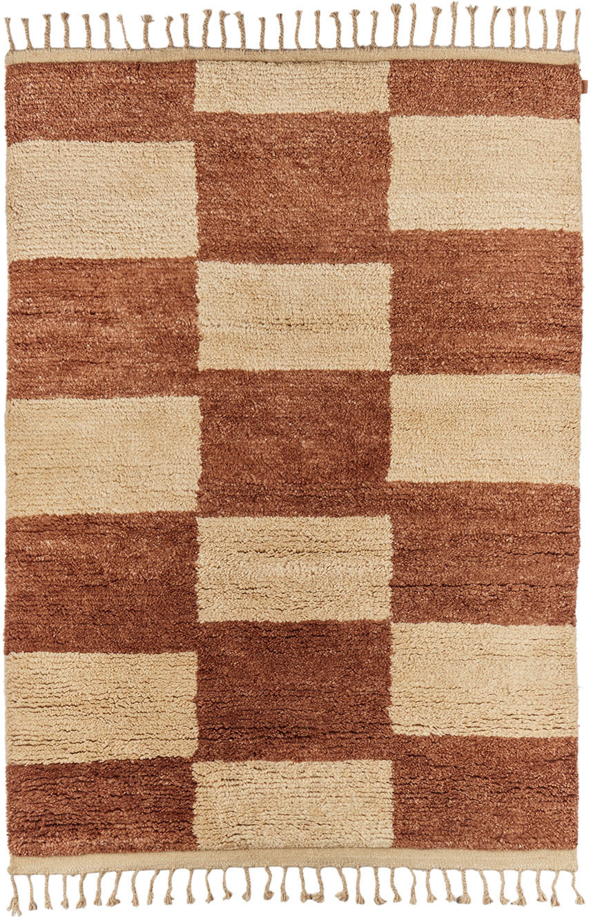 ferm LIVING Off-White & Brown Mara Rug