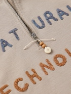Story mfg. - Appliquéd Organic Cotton-Jersey Half-Zip Sweatshirt - Brown