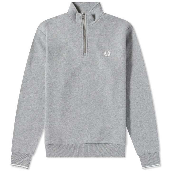 Photo: Fred Perry Authentic Men's Quarter Zip Sweat in SteelMarl