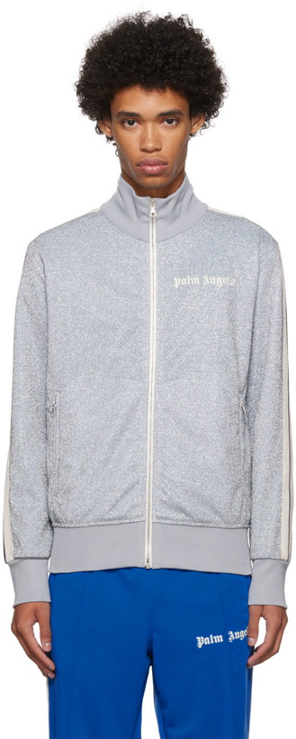 Photo: Palm Angels Grey Polyester Track Jacket