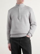 Inis Meáin - Wool and Linen-Blend Half-Zip Sweater - Gray