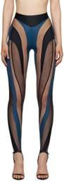 Mugler Black & Navy Spiral Leggings