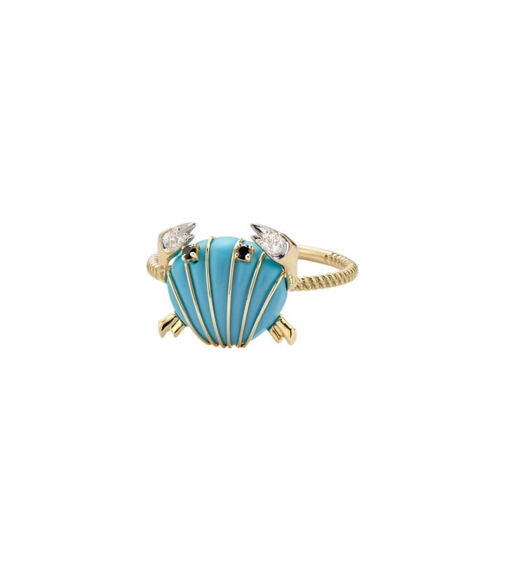 Photo: Yvonne Léon Crabe Coquillage 9kt gold ring with gemstones