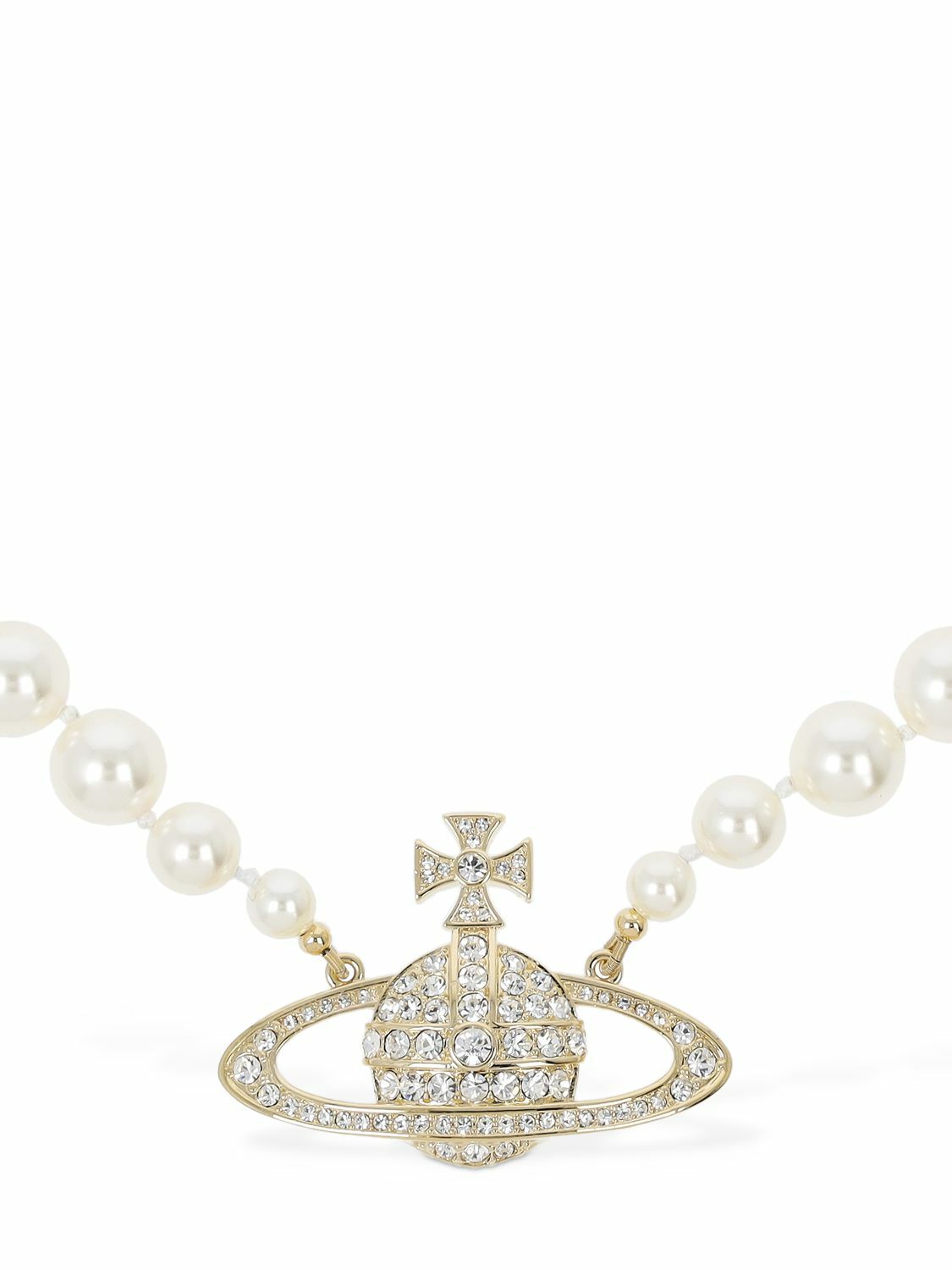 VIVIENNE WESTWOOD - One Row Faux Pearl Bas Relief Choker