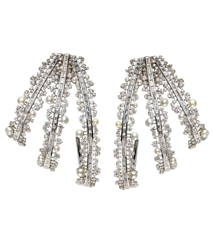 Photo: Ananya Scatter 18kt white gold hoop earrings with pearls and diamonds