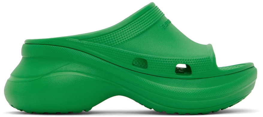Photo: Balenciaga Green Crocs Edition Pool Slides