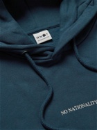 NN07 - Barrow Printed Combed Cotton-Jersey Hoodie - Blue