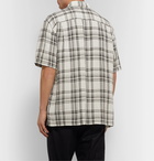 Mr P. - Camp-Collar Checked Crinkled-Voile Shirt - Black