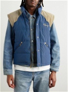 Cherry Los Angeles - Convertible Quilted Padded Suede-Trimmed Shell Jacket - Blue