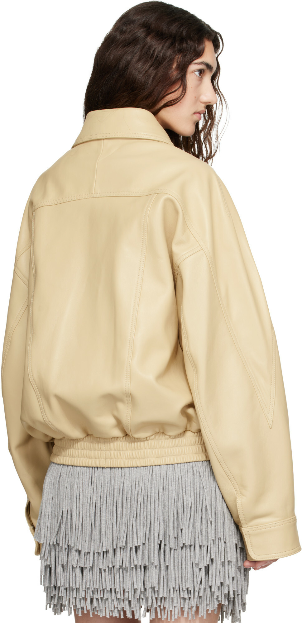 ABRA Yellow Leather Bomber Jacket