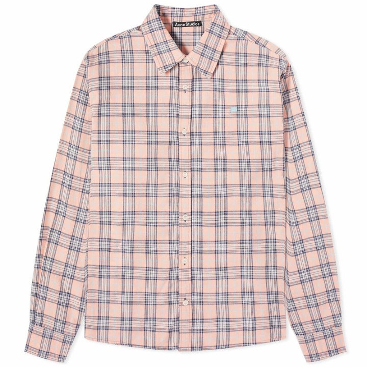 Photo: Acne Studios Men's Sarlie Dry Flannel Check Shirt in Pink/Blue