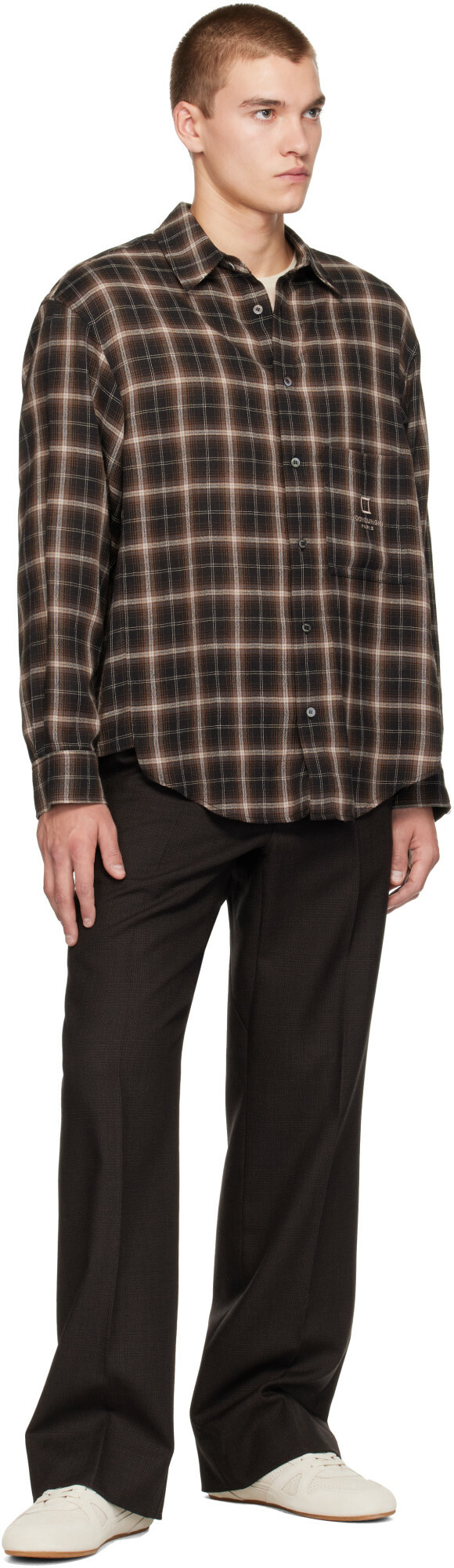 WOOYOUNGMI Brown Ombre Check Shirt