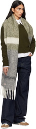 Marni Green & Gray Striped Alpaca Scarf