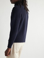 Inis Meáin - Boatbuilder Ribbed Donegal Merino Wool and Cashmere-Blend Rollneck Sweater - Blue