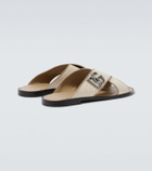 Dolce&Gabbana DG leather-trimmed canvas slides
