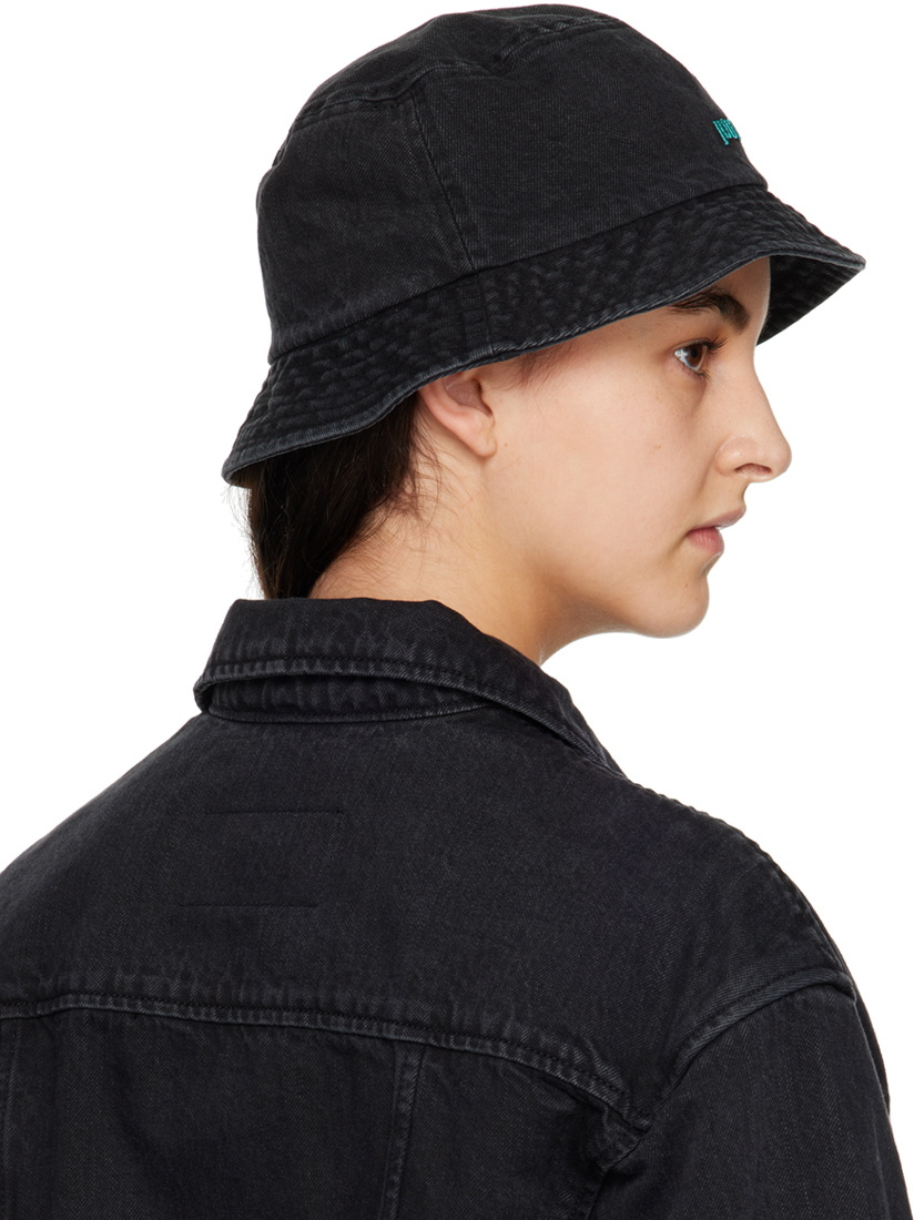 Juun.J Black Faded Denim Bucket Hat