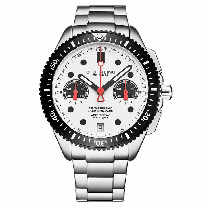 Photo: Stuhrling Original Monaco Chronograph Quartz Silver Dial Mens Watch M17090