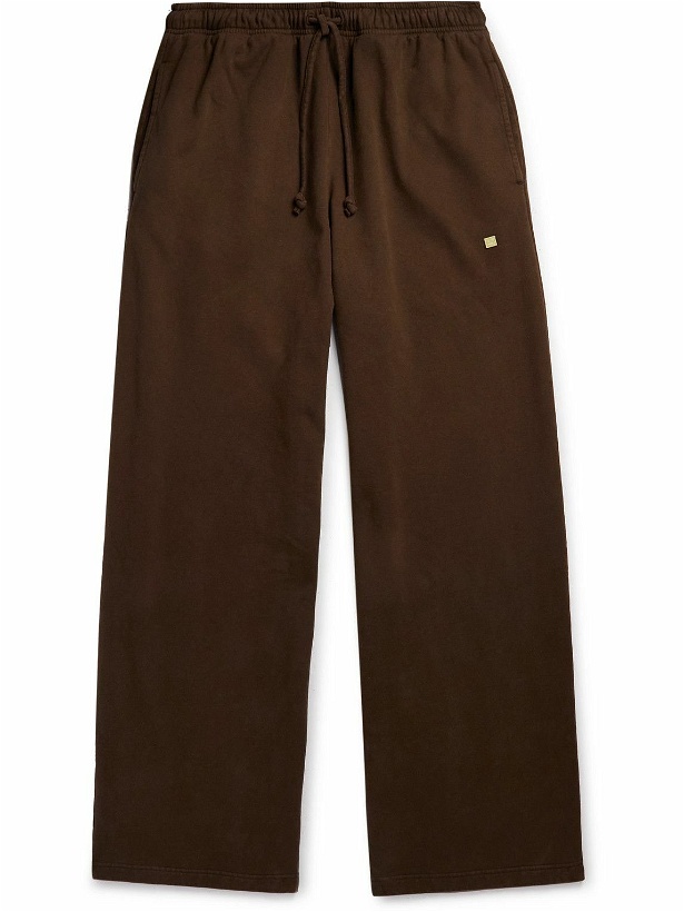 Photo: Acne Studios - Wide-Leg Logo-Embroidered Cotton-Jersey Sweatpants - Brown