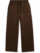 Acne Studios - Wide-Leg Logo-Embroidered Cotton-Jersey Sweatpants - Brown