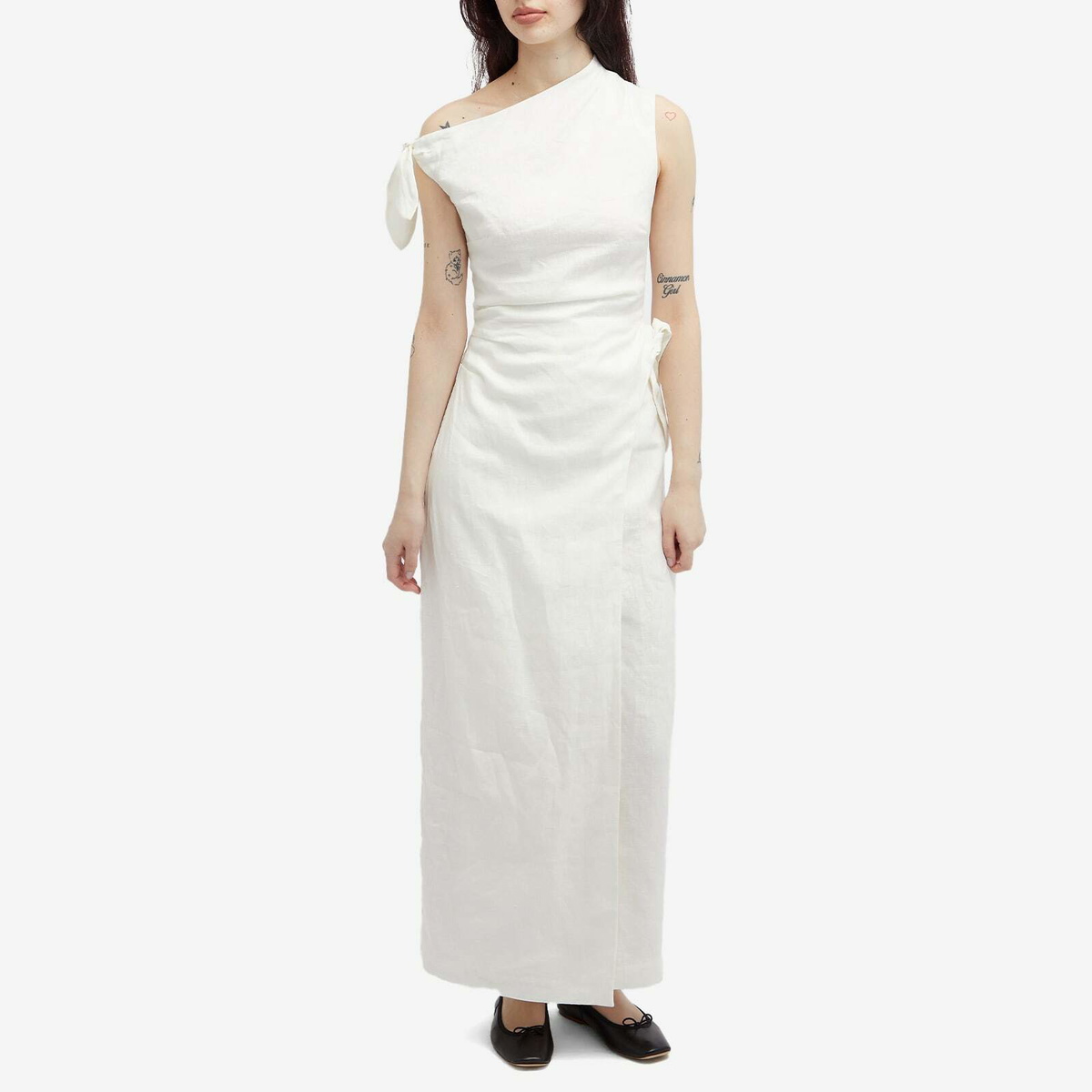 SIR. Women's Tamara Tie Linen Midi Dress in Ivory SIR.