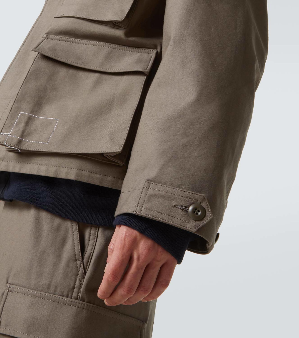 Sacai Men's Eco Shearling and Nylon Jacket White