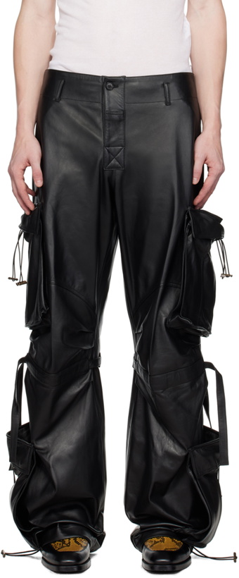 Photo: DARKPARK Black Luis Leather Cargo Pants