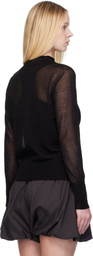 AMOMENTO Black Wholegarment Sheer Cardigan