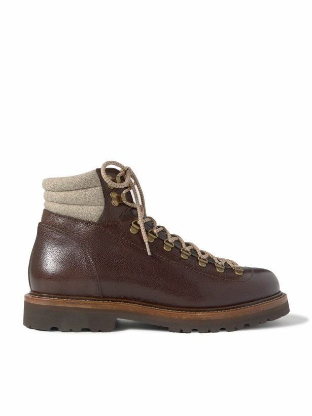 Photo: Brunello Cucinelli - Cashmere-Trimmed Leather Boots - Brown