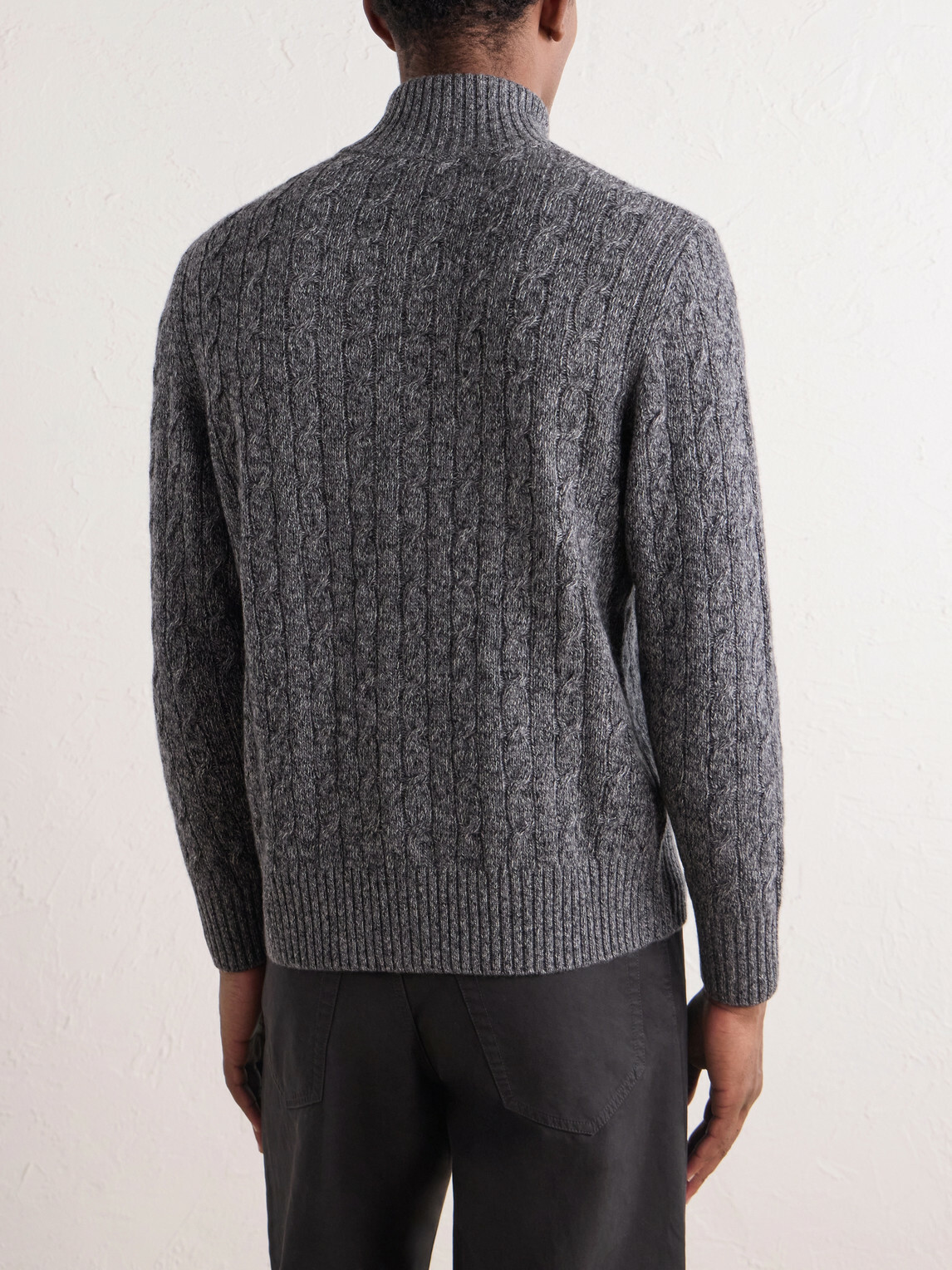 N.PEAL - Cable-Knit Cashmere Zip-Up Sweater - Gray