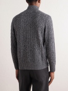 N.PEAL - Cable-Knit Cashmere Zip-Up Sweater - Gray
