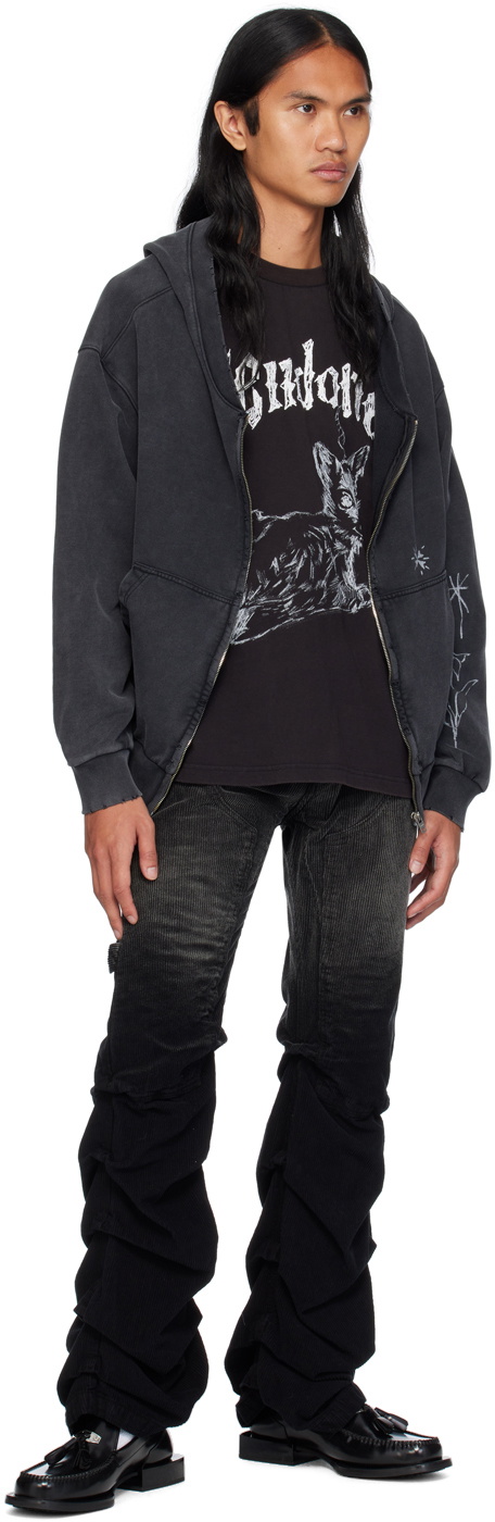 We11done Black Washed Wrinkled Trousers We11done