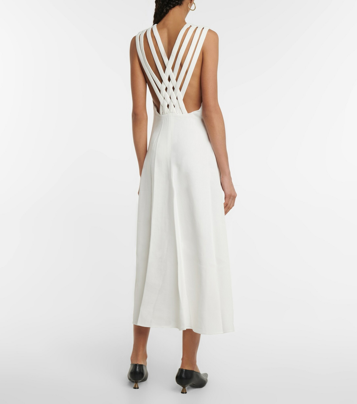 knee length dresses for ladies Etta Satin Modest Midi in Champagne