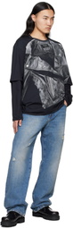 Balmain Black Long Sleeve Biker Jacket Print T-shirt