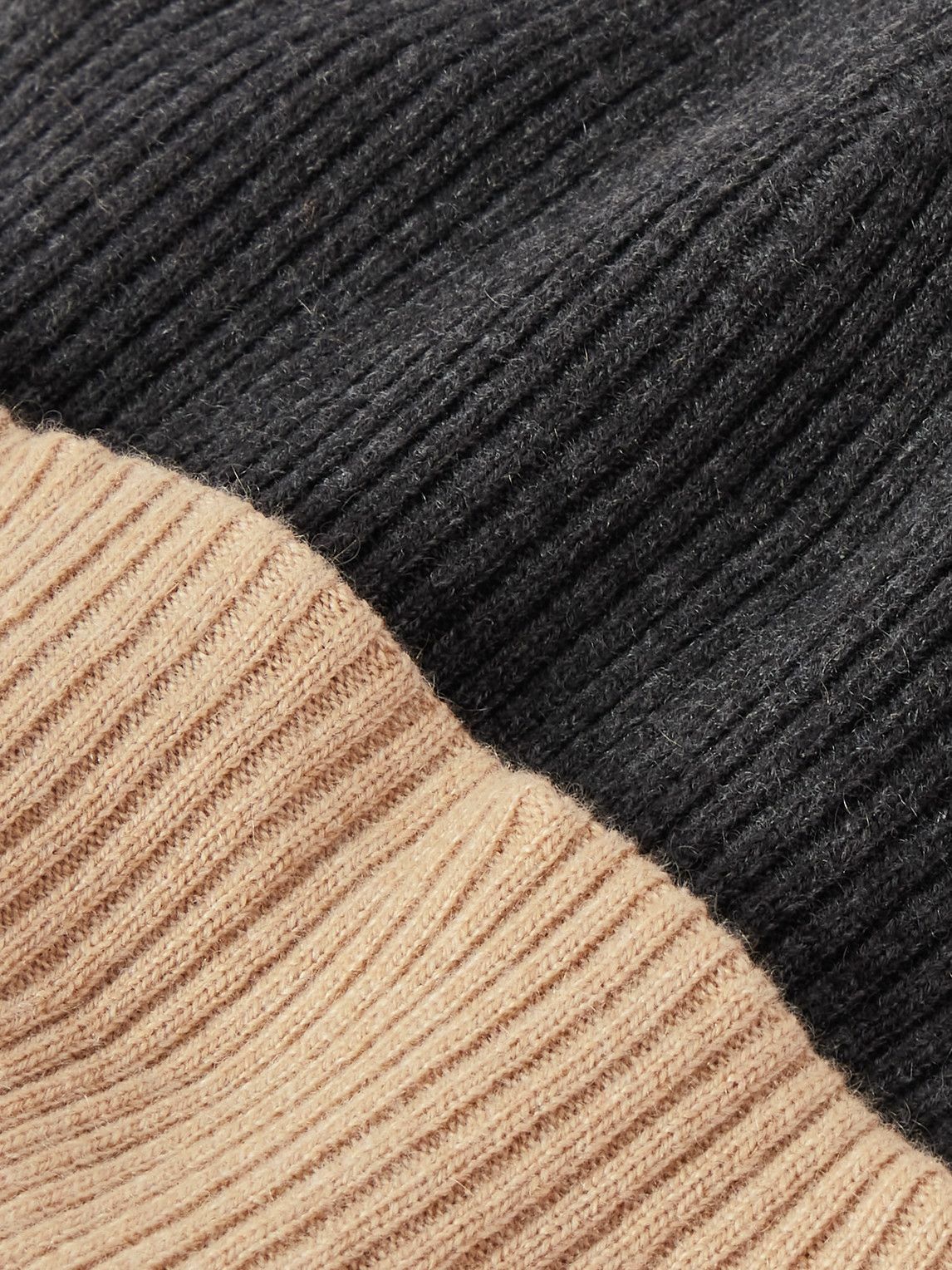 Brunello Cucinelli - Two-Tone Ribbed Cashmere Beanie - Gray