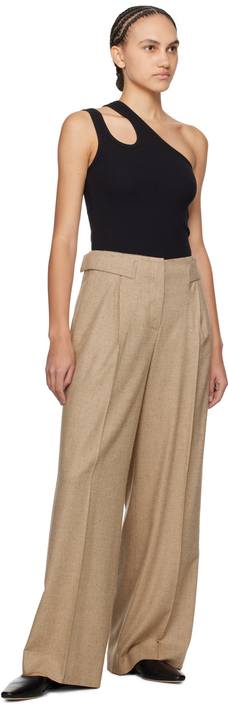 REMAIN Birger Christensen Beige Wide-Leg Trousers
