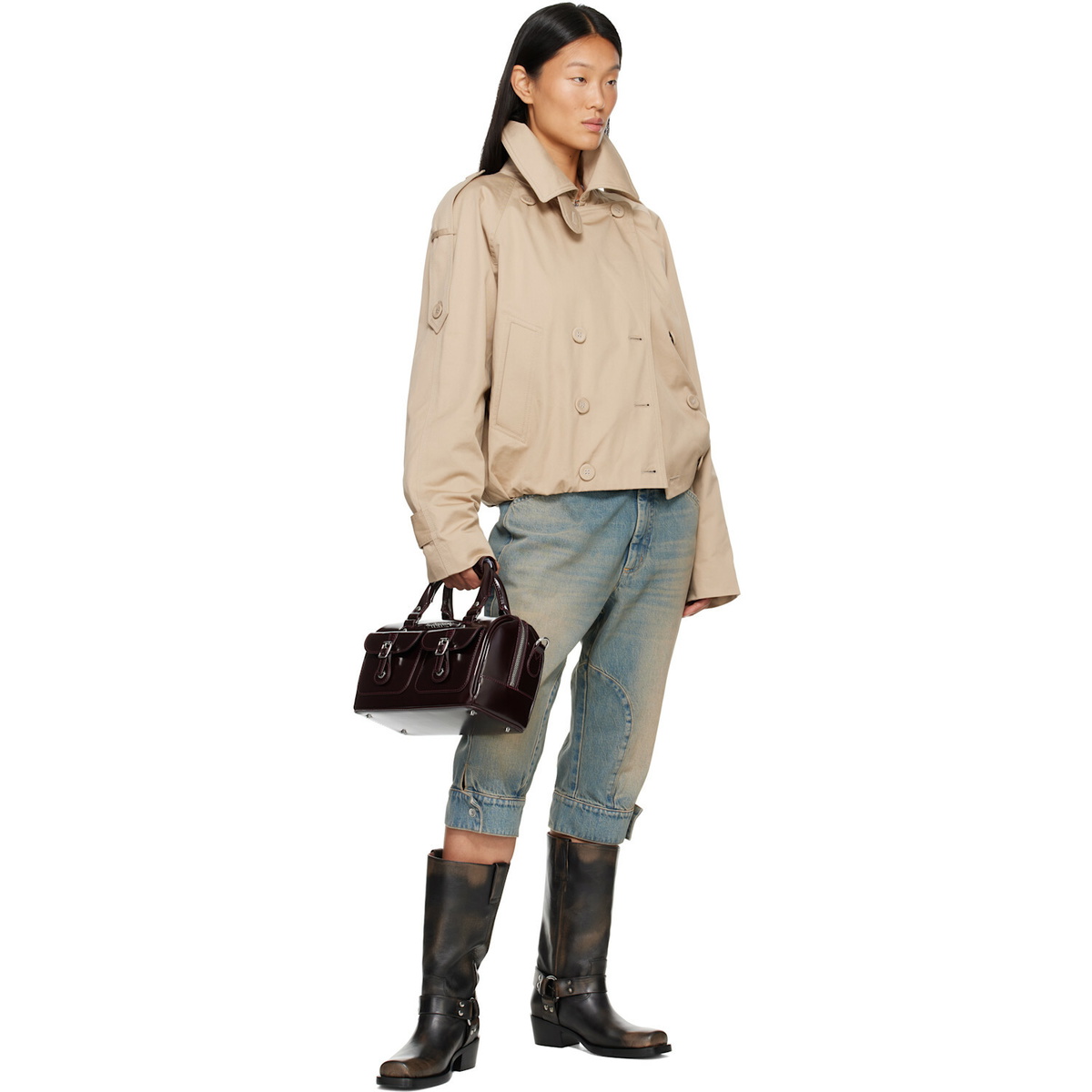 Dr. Martens Burgundy Top Handle Rub Off Leather Bag