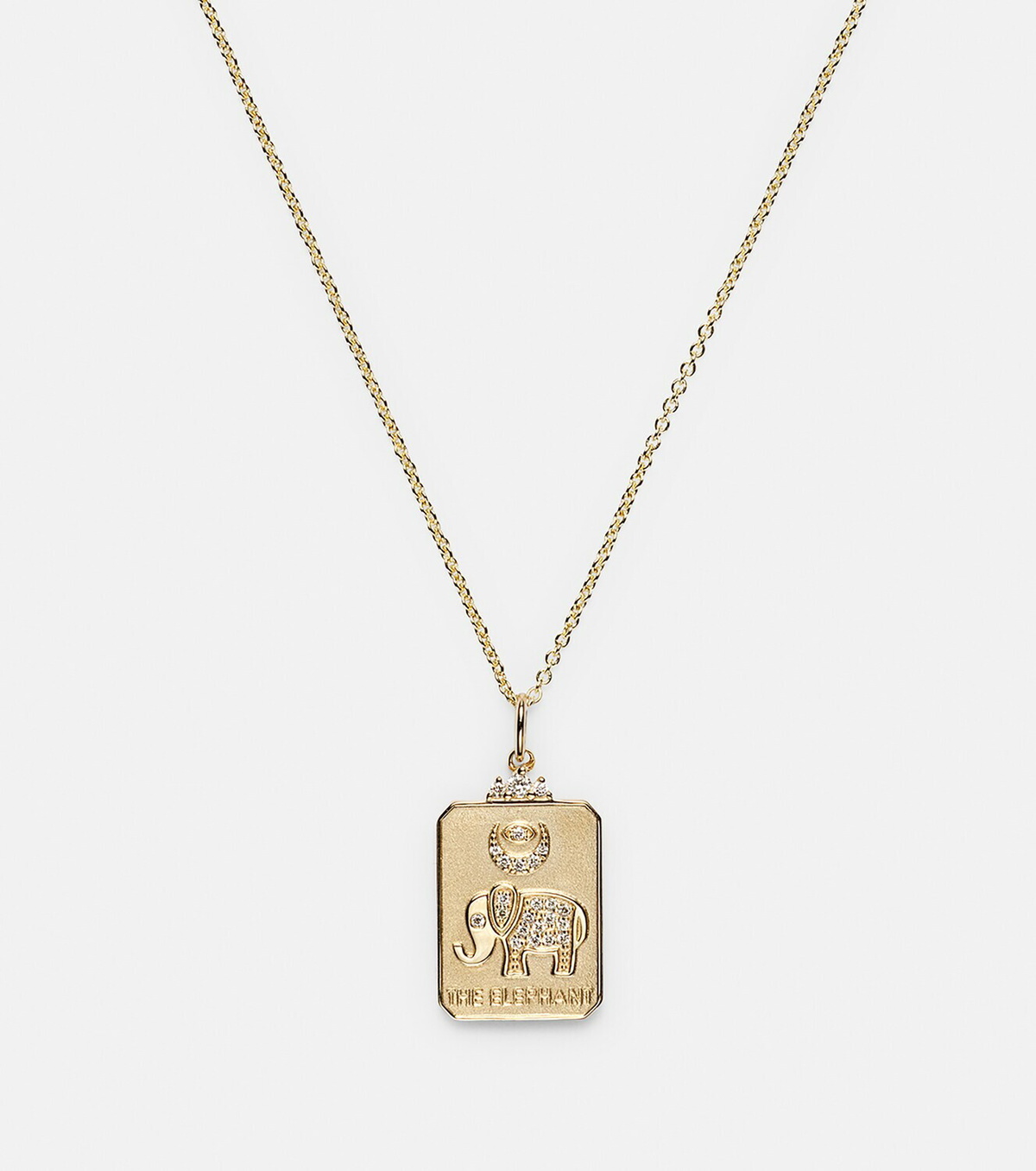 Sydney Evan The Elephant Tarot Card 14kt gold pendant necklace with diamonds