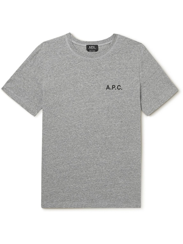 Photo: A.P.C. - Mike Logo-Print Cotton-Jersey T-Shirt - Gray