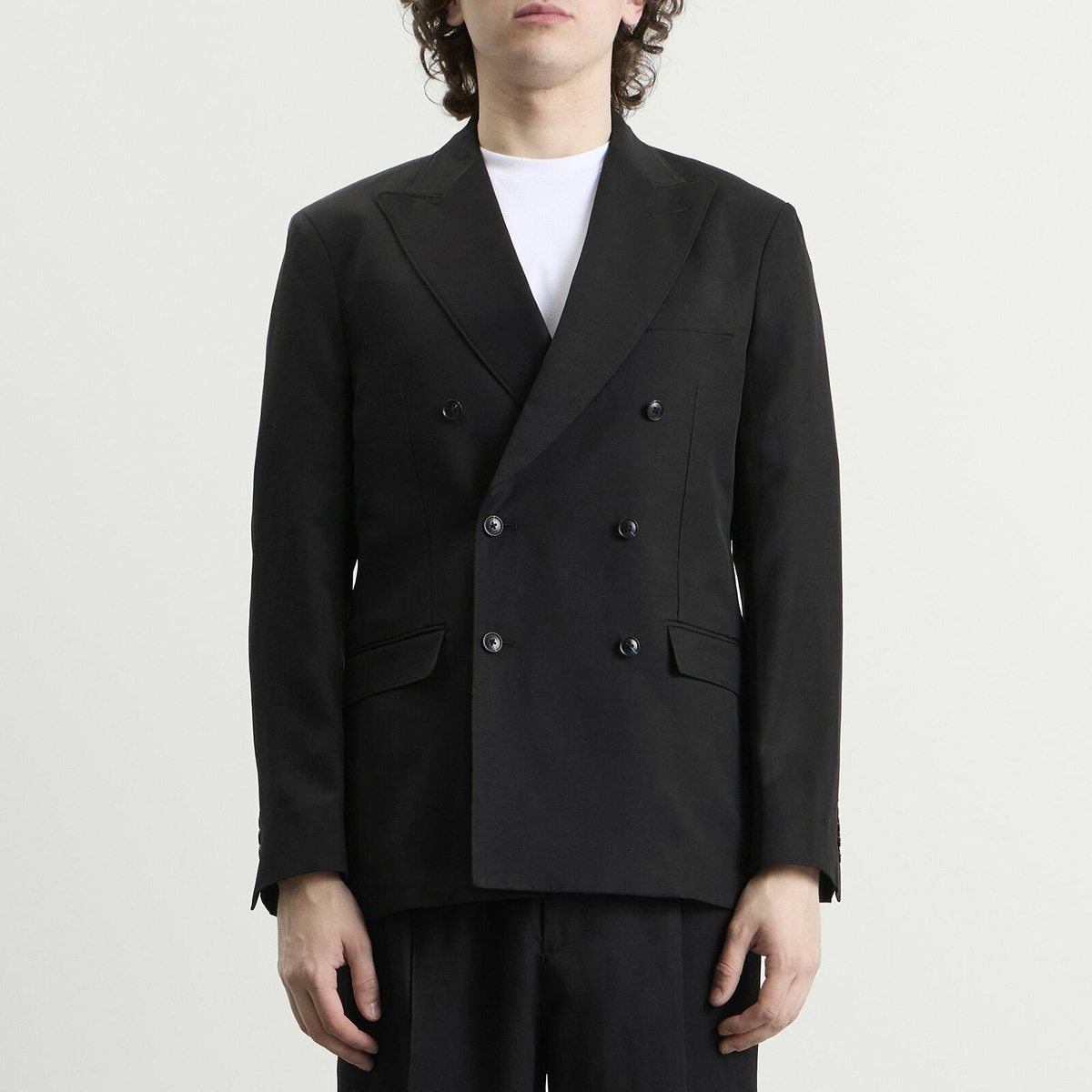 MKI Men's Double Breasted Suit Jacket in Black