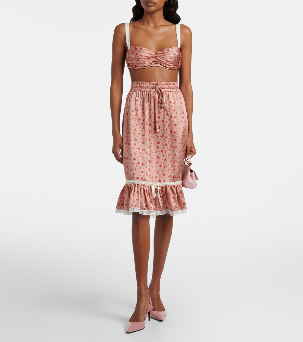 Dolce&Gabbana Floral draped silk satin bra