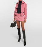 Blancha Leather-trimmed shearling miniskirt