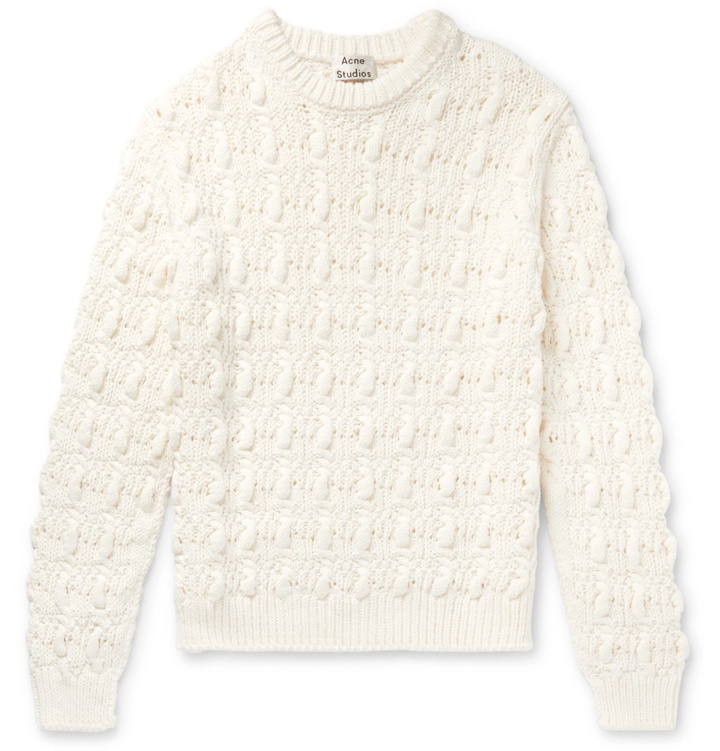 Photo: Acne Studios - Klark Cable-Knit Cotton-Blend Sweater - Neutrals