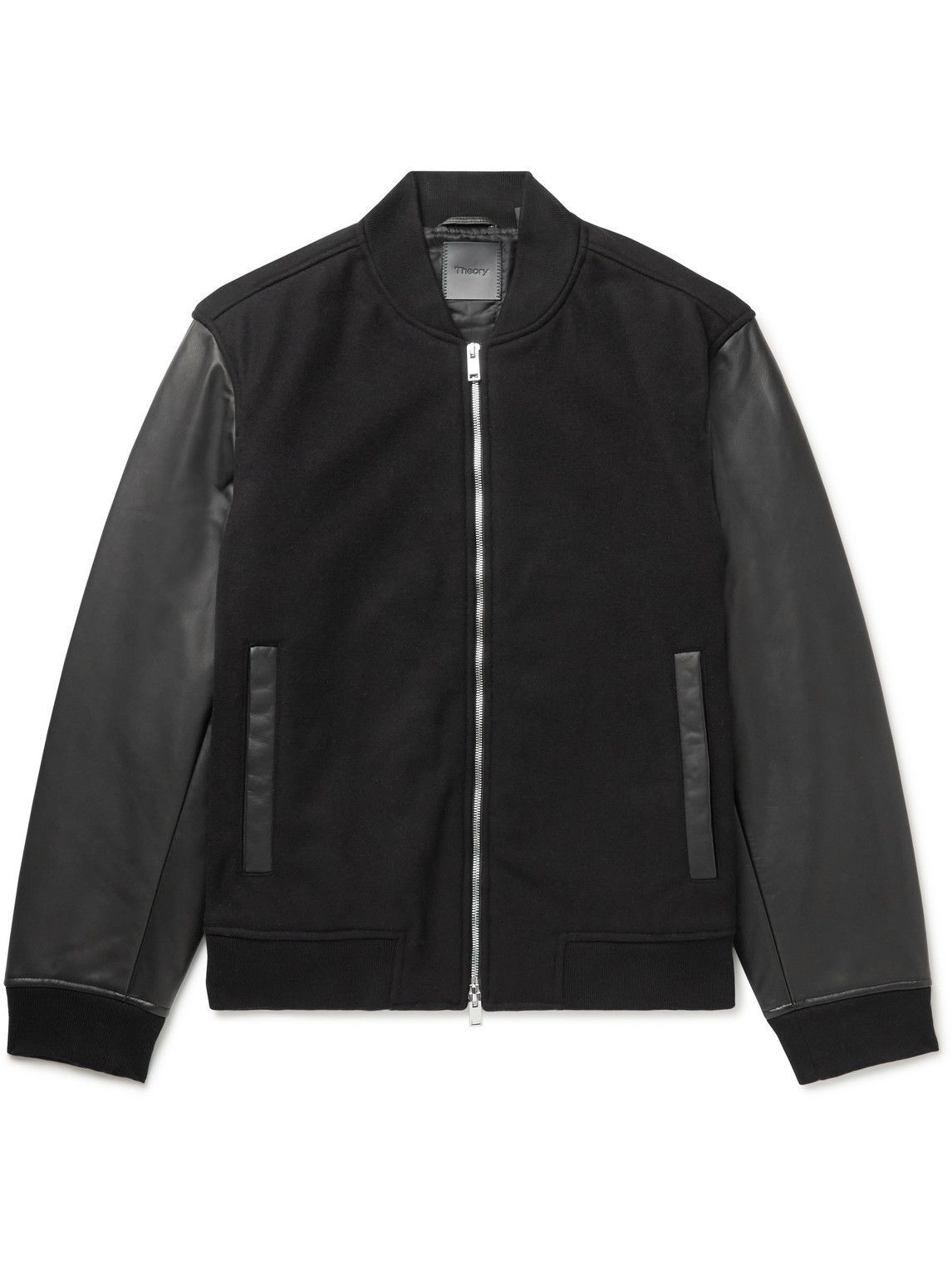 Theory - Evans Melton Wool and Leather Bomber Jacket - Black Theory