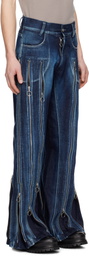 Charlie Constantinou Blue Adjustable Fit Zip Jeans