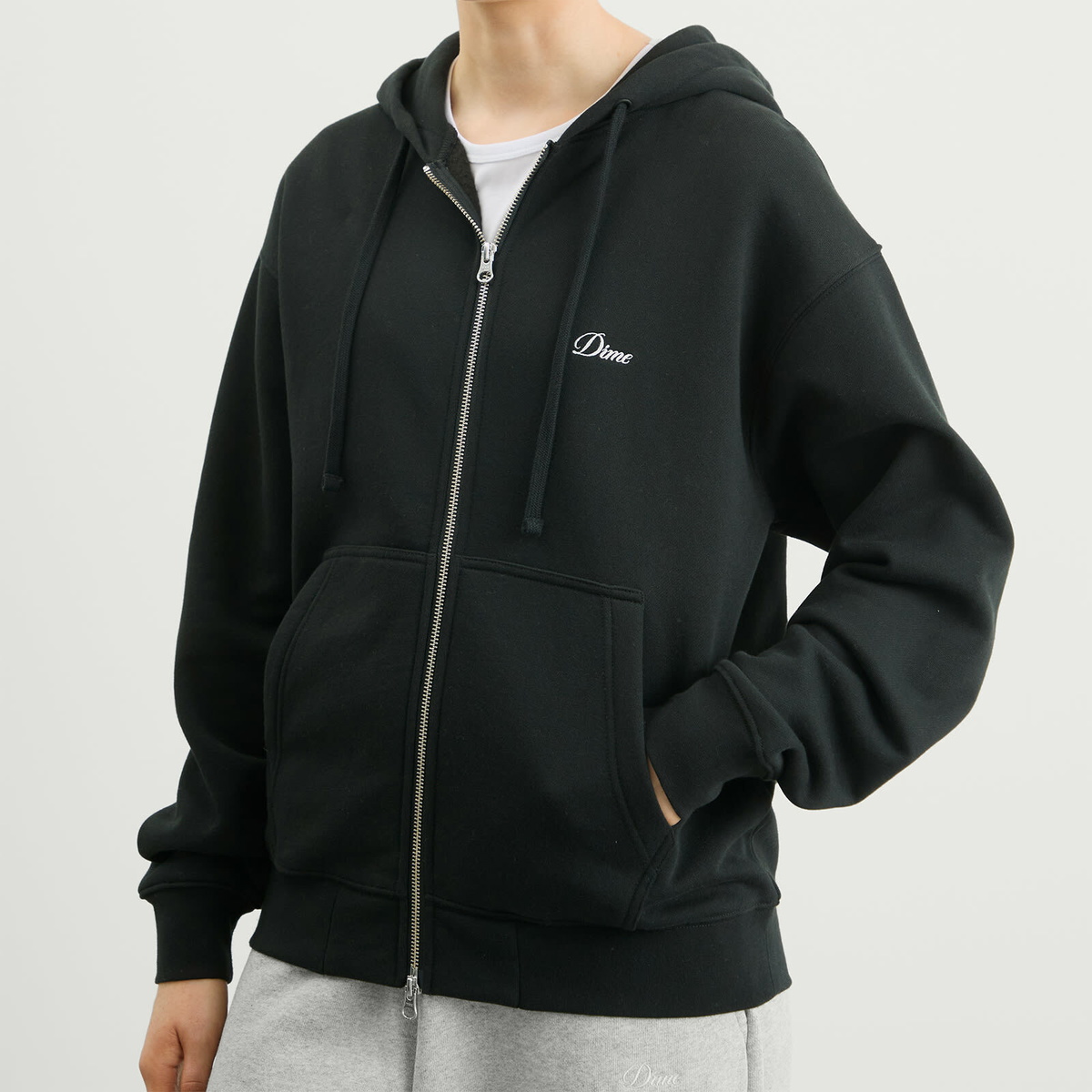 Dime Women's Cursive Zip Hoodie in Black