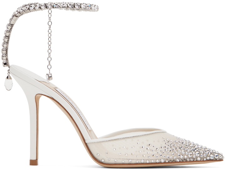 Photo: Jimmy Choo White & Silver Saeda 100 Heels